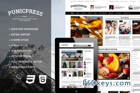 PunicPress - Magazine HTML5 Template 43444