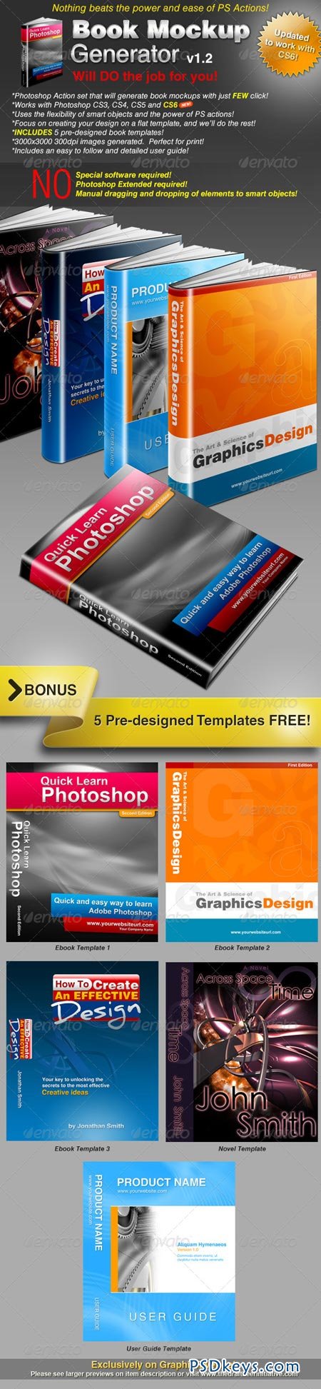 Book Mockup Generator v1.0 Actions & Templates Set 112751