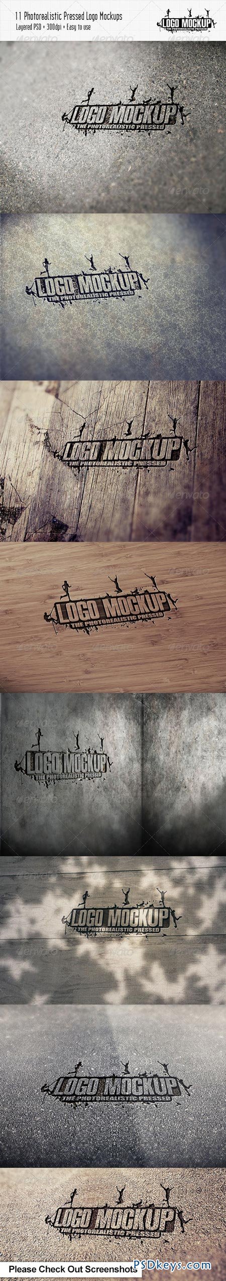 11 Photorealistic Pressed Logo Mock-Ups 3709656