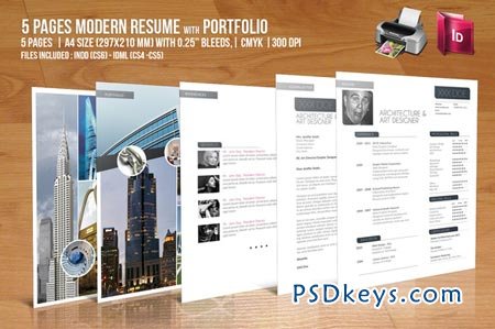 5 Pages Modern Resume with Portfolio 43827