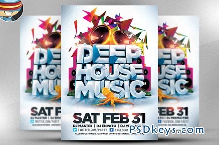 Deep House Music Flyer Template 22502