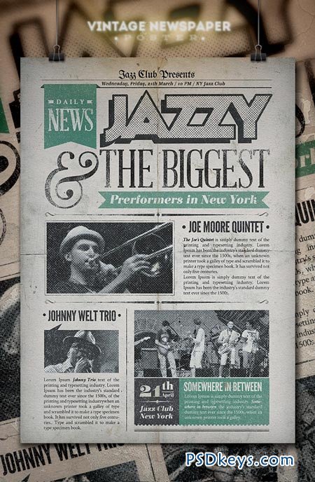 Jazz Vintage Newspaper Poster 21611