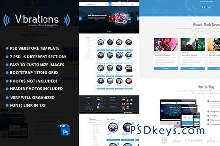 Vibrations Music Store PSD Template 21325