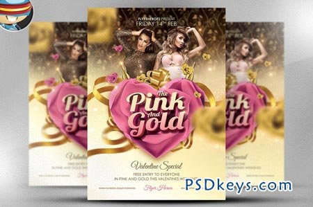 Pink and Gold Valentines PSD 21238