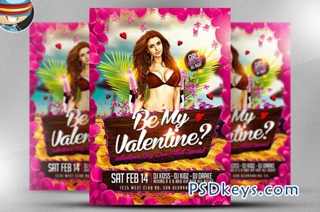 Be My Valentine Party Flyer Template 22136