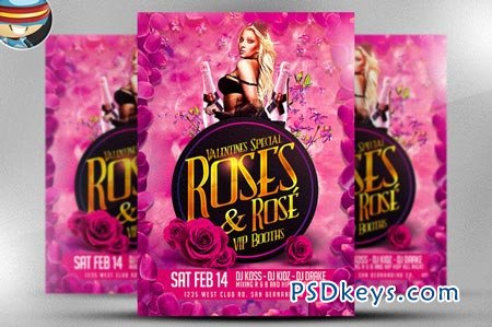 Roses and Ros&#233; Flyer Template 22127