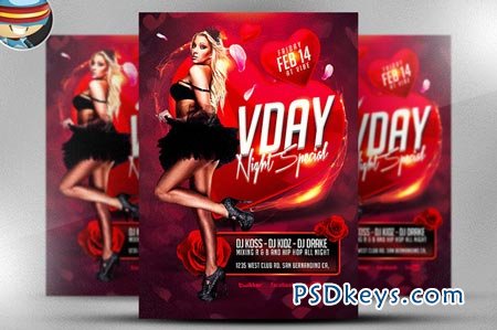 VDAY Night Special Flyer Template 22135