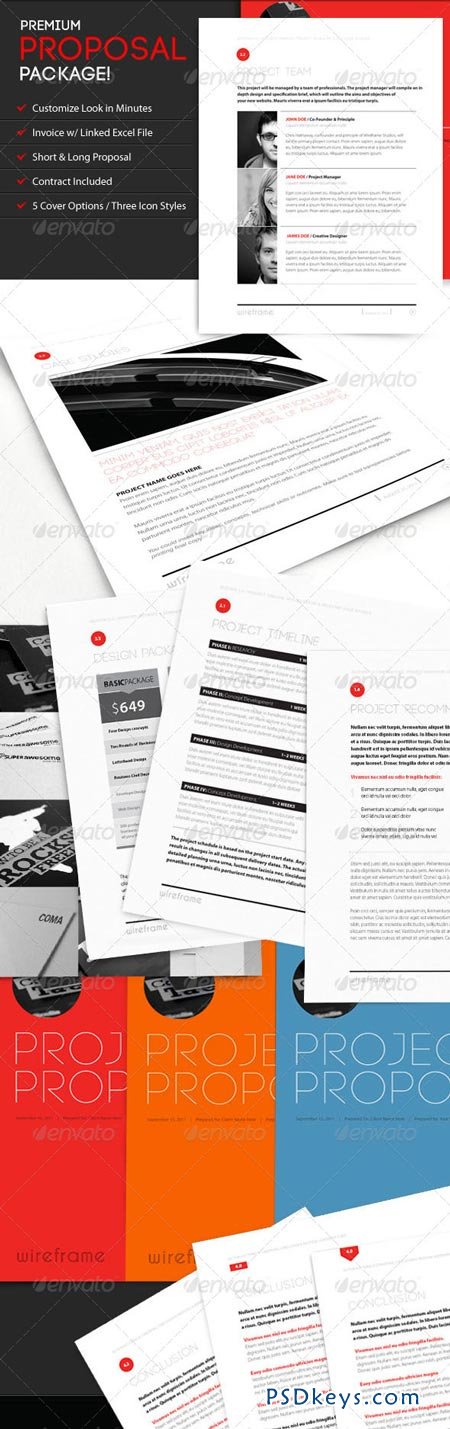 Wireframe Proposal Template w Invoice & Contract 544155