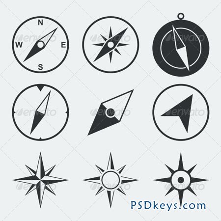 Navigation Compass Flat Icons Set 6958706