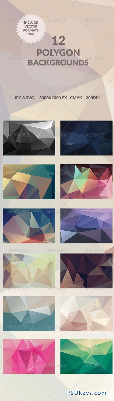 12 Polygon Abstract Backgrounds 7786615