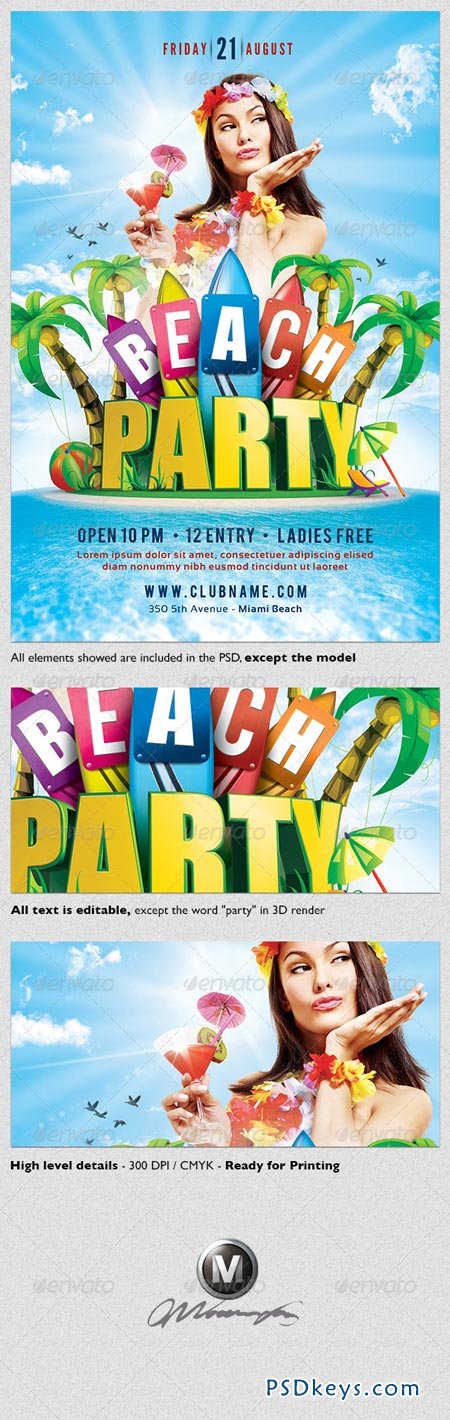 Beach Party Flyer Template 4332660