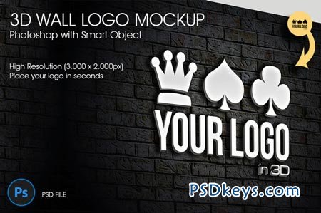 3D Wall Logo Mockup 42001