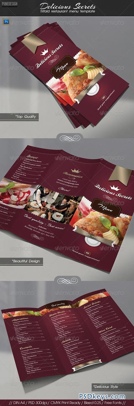 Delicious Secrets 3-Fold Restaurant Menu 2578751