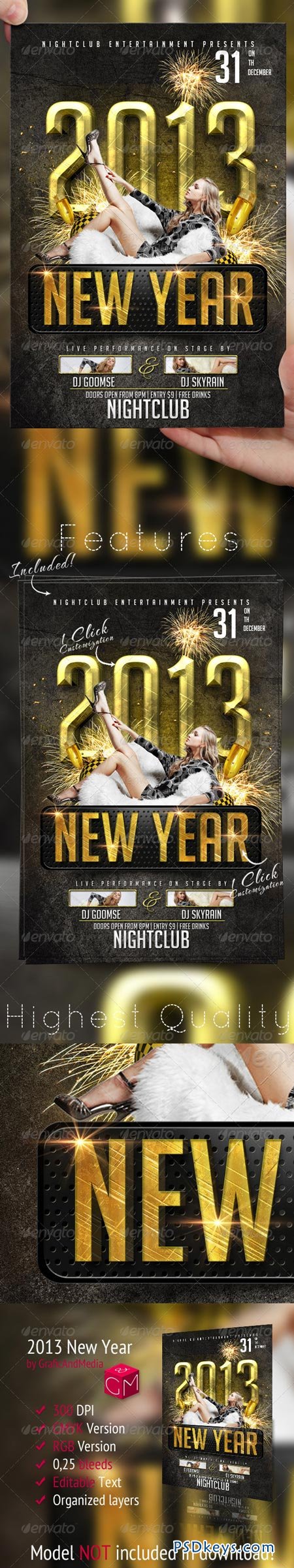 2013 New Year Flyer Template 3395498