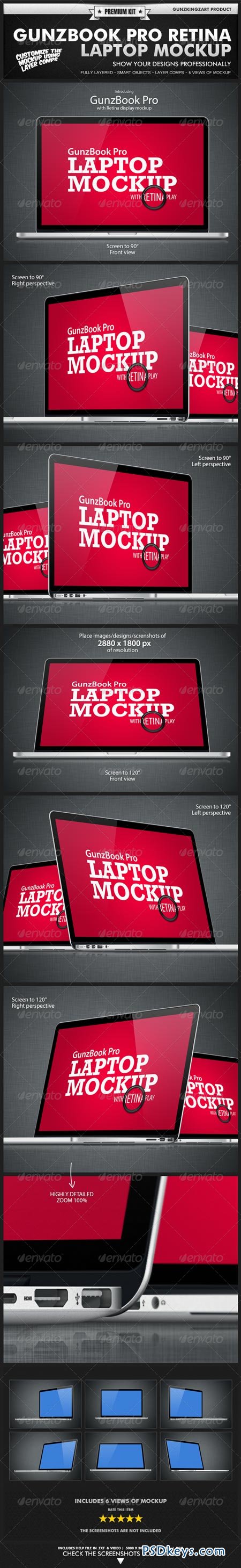 GunzBook Pro Retina Laptop Mockup 2658356