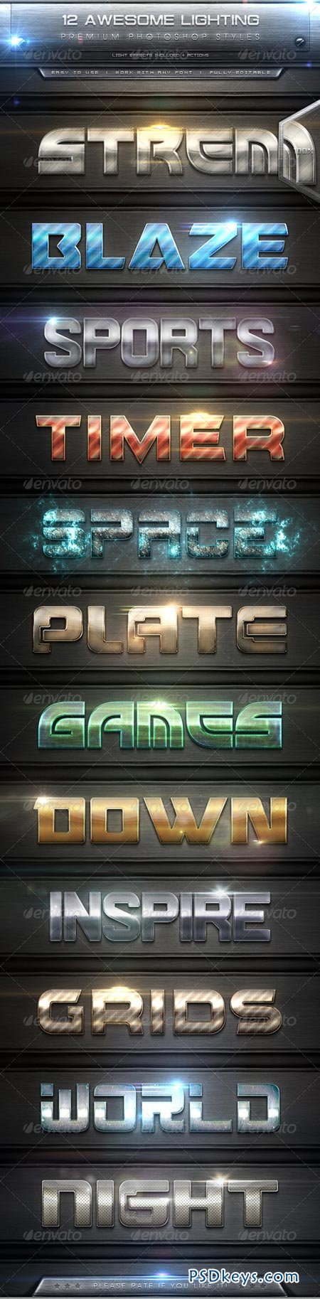 12 Awesome Lighting Text Effect Styles + Actions 7932807