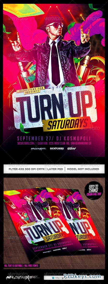 Turn Up Flyer Template PSD 7951864