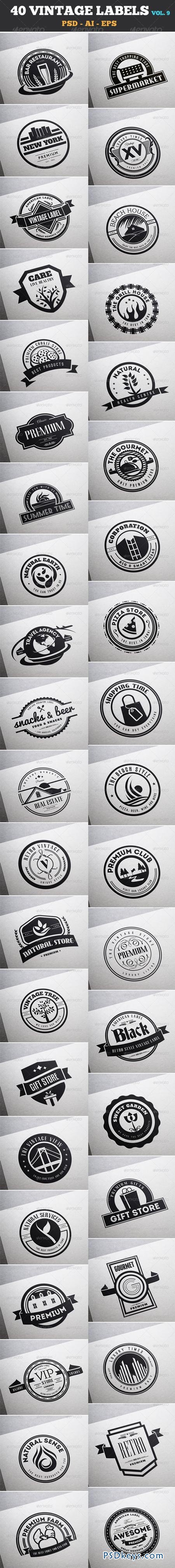 40 Vintage Labels & Badges Logos Insignias V9 7198450