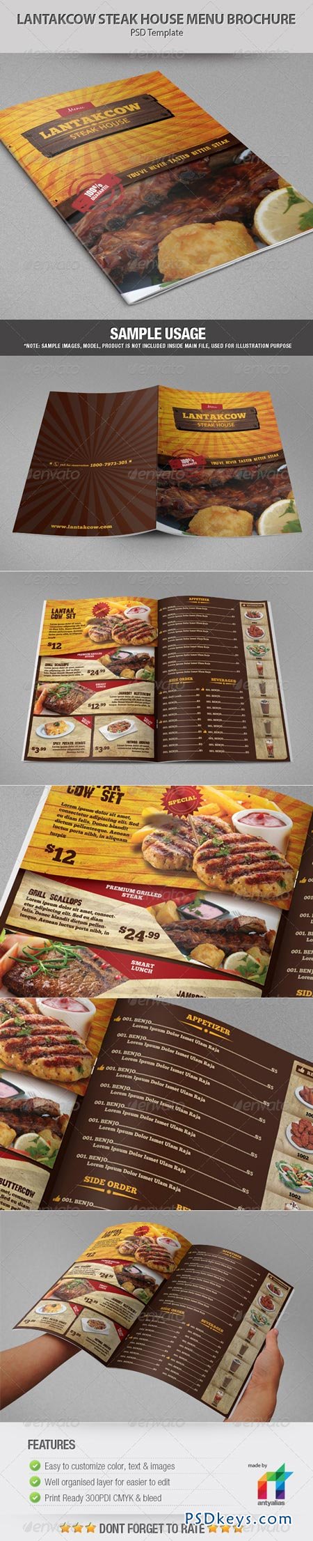 Lantakcow Steak House Menu Brochure 3386596