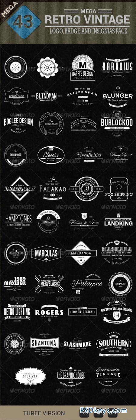 43 Mega Retro Vintage, Logo, Badge and Insignias 8234626