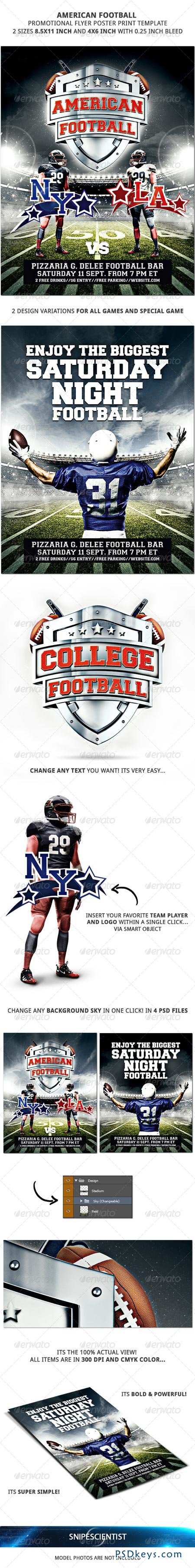 American Football Promotional Flyer Poster 2 Sizes 8603931