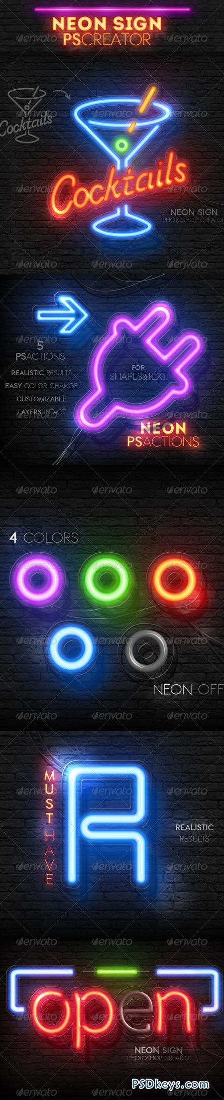 Neon Light Sign Photoshop Actions 8657469