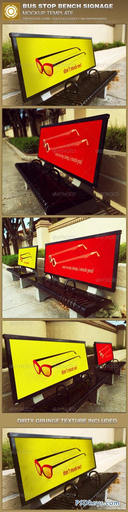 Corrugated Bus Stop Bench Signage Mockup Template 8688819