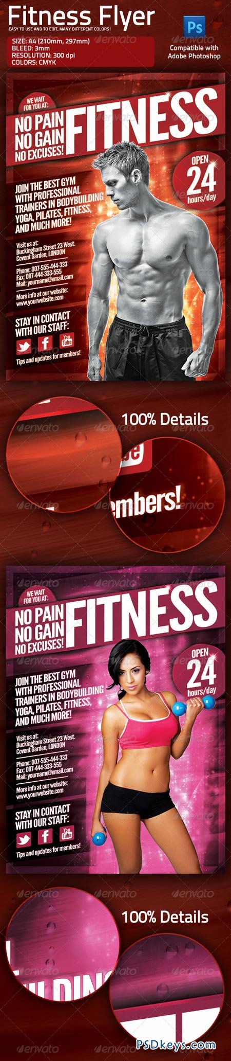 Fitness Gym Flyer with Multiple Color Options 1715942