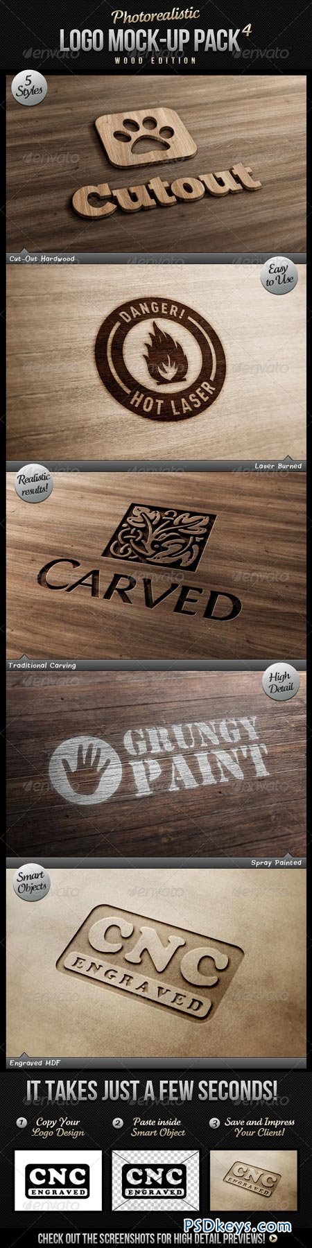 Photorealistic Logo Mock-Up Pack 4 - Wood Edition 2912448