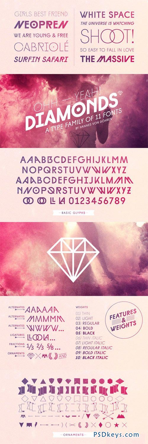Diamonds Font Family - 11 Fonts for $150!