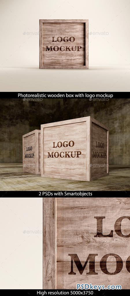 Wooden Box with Logo Mockup 8988879