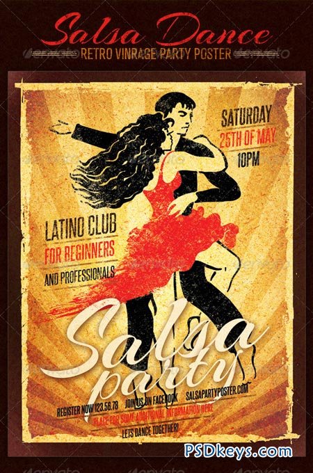 Salsa Dance Club Retro Vintage Party Poster 4182437