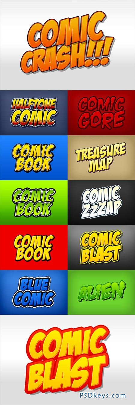 Comic Book and Cartoon Photoshop Styles Pack 8888373