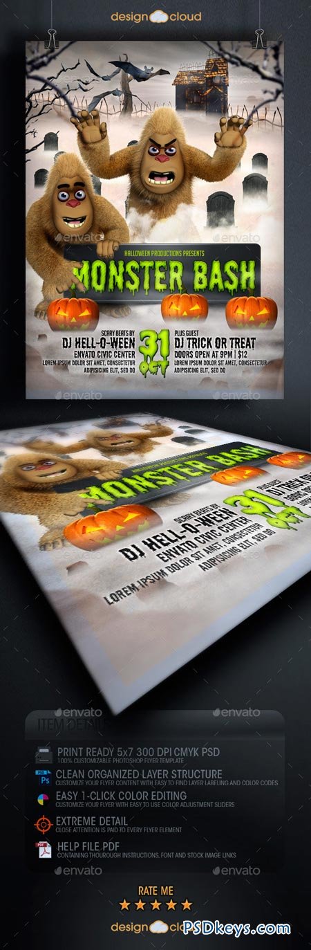 Halloween Monster Bash Flyer Template 8929969