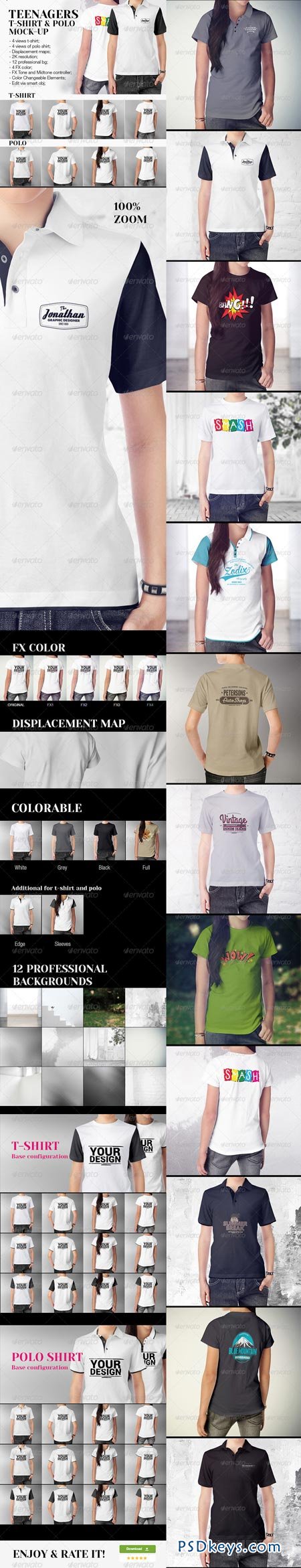 Teenagers T-Shirt and Polo Shirt Mock-up 8325275