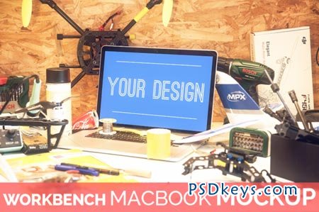 High Res. Workbench Macbook Mockup 89599