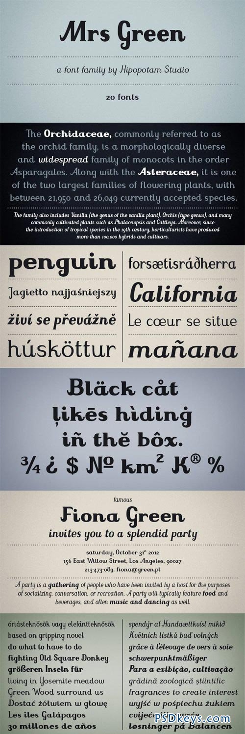 Mrs Green Font Family - 20 Fonts for $240