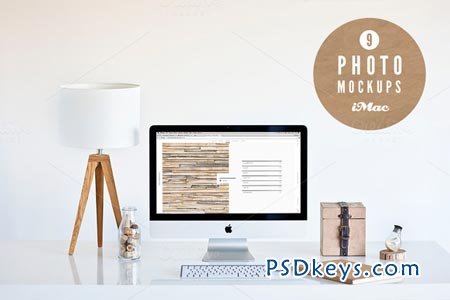 9 Amazing iMac photo mockups [wood] 92908