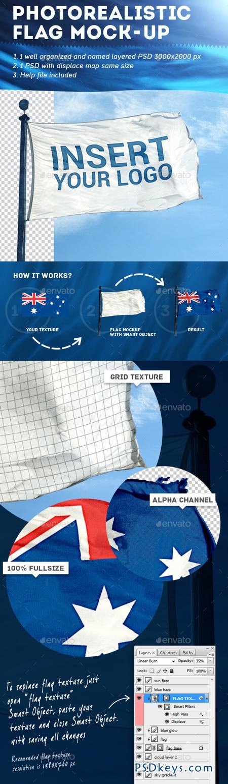 Photorealistic Flag Mock-Up 9070441