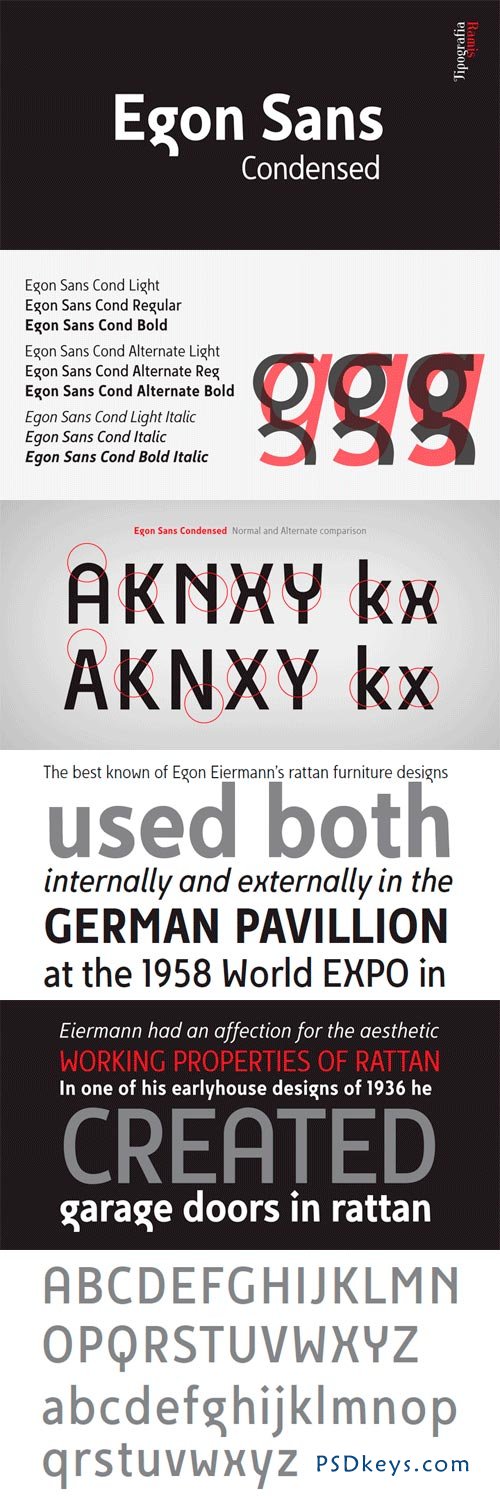 Egon Sans Condensed Font Family - 9 Fonts for $210