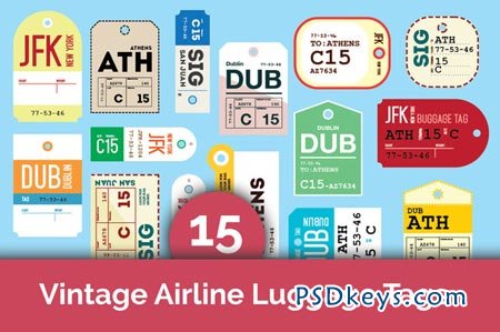 15 Vintage Airline Luggage Tags 41969