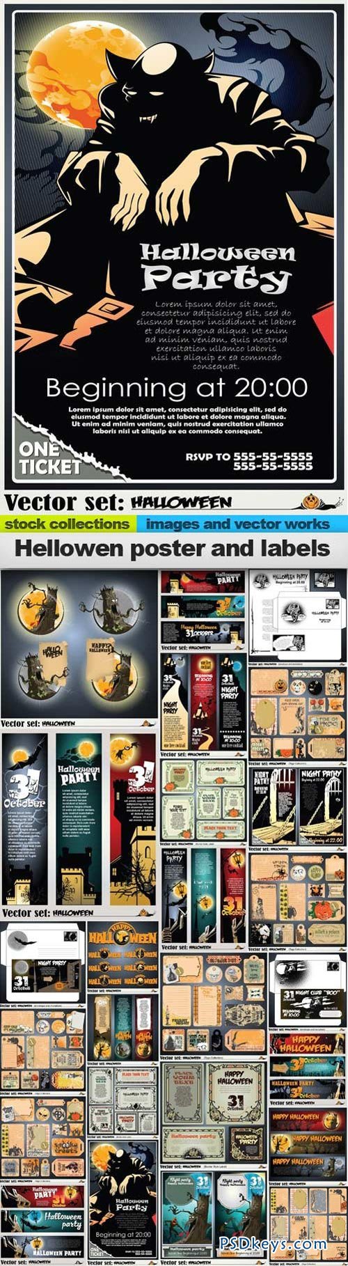 Hellowen poster and labels 25xEPS