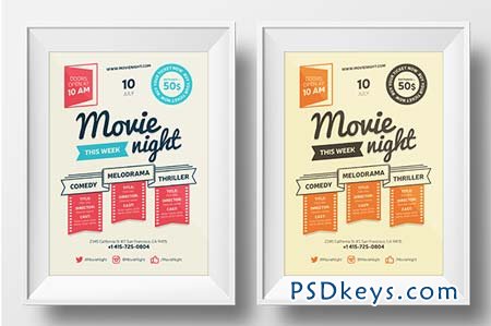 Movie night poster template 65482