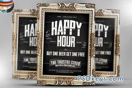 Framed Happy Hour PSD Flyer Template 63182