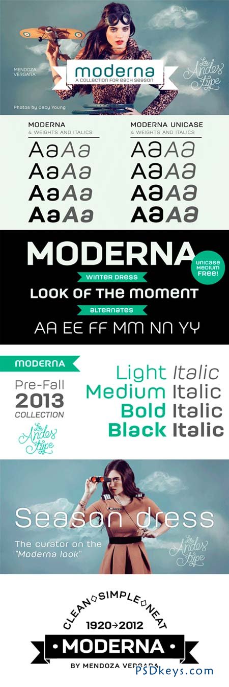 Moderna Font Family - 16 Fonts for $121
