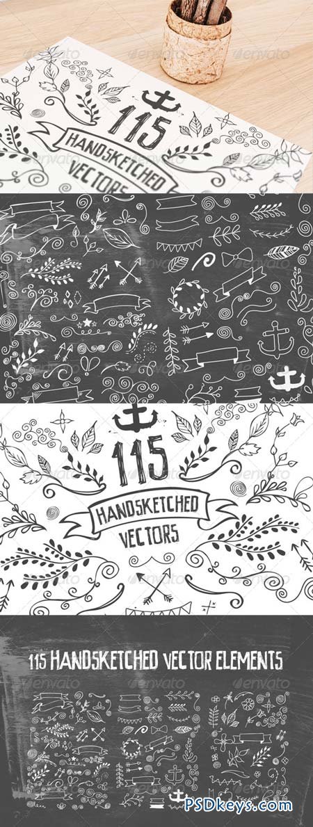 115 Handsketched Vector Elements Kit 8012611