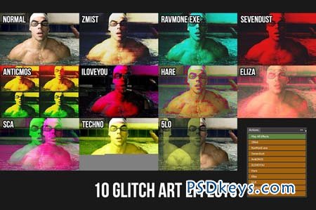 10 Glitch Art Photoshop Actions 39760