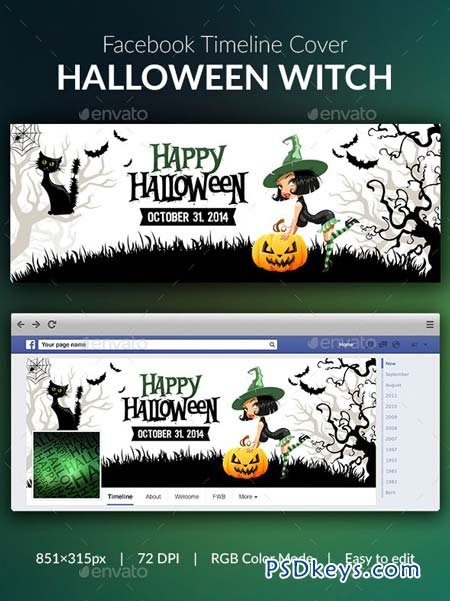 Halloween Witch Facebook Cover 9225688