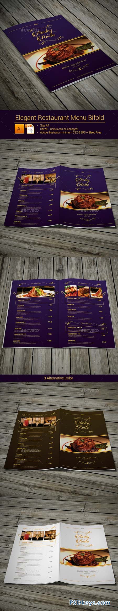 Elegant Restaurant Menu Bifold 9149979