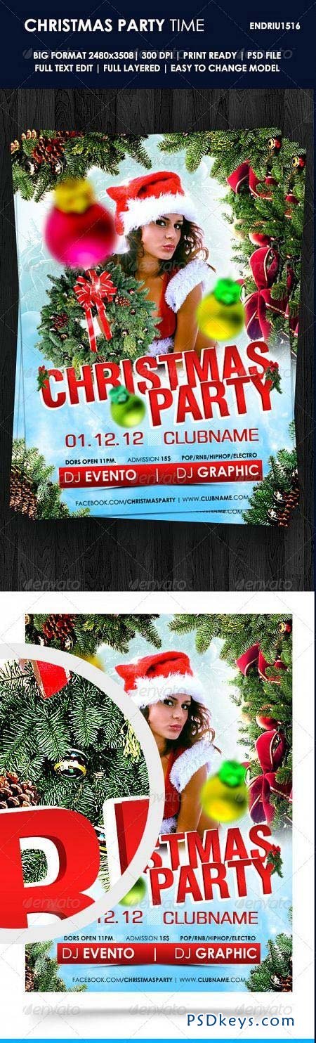 Christmas Party Time Flyer Template